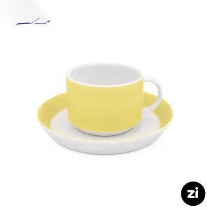 فنجان نعلبکی فرم اس پاستل لیمویی