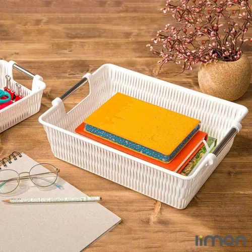 سبد طرح بامبو دسته استیل لیمون سایز 2 1384