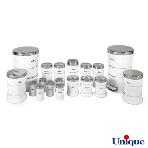 قیمت و خرید سرویس 18 پارچه کمر باریک خطی سفید استیل یونیک