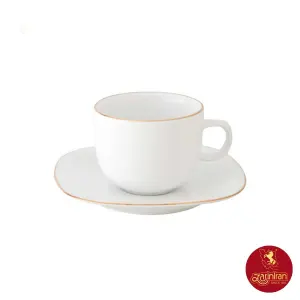 سرویس چای خوری چینی زرین کواترو طرح زرین لب طلایی رزگلد 12 پارچه