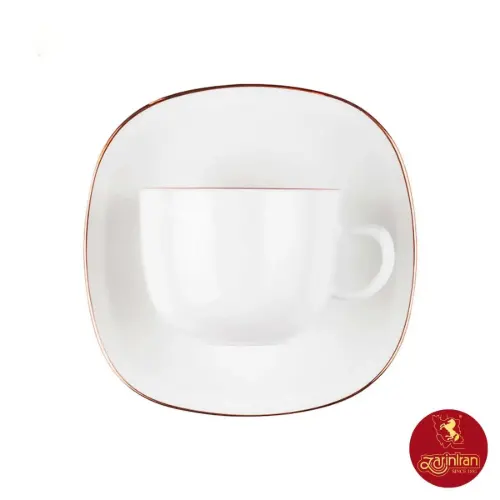 سرویس چای خوری چینی زرین کواترو طرح زرین لب طلایی رزگلد 12 پارچه