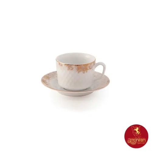 سرویس چای خوری چینی زرین رادیانس طرح کلودیا طلایی 12 پارچه