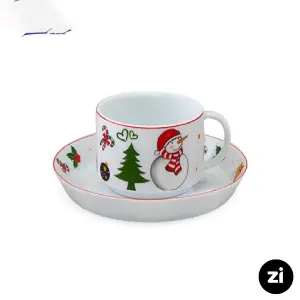 فنجان و نعلبکی چای خوری چینی زرین ZI فرم اس سانتا 2 پارچه