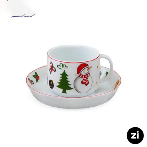 فنجان و نعلبکی چای خوری چینی زرین ZI فرم اس سانتا 2 پارچه