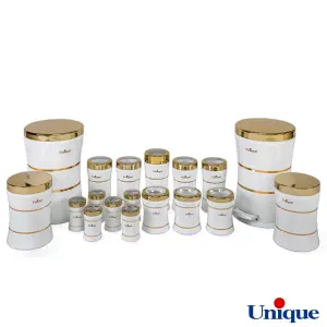 سرویس 18 پارچه آشپزخانه یونیک سفید با درب طلایی UN-4694