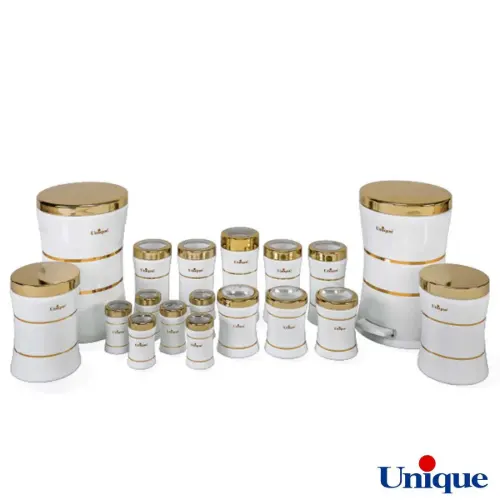 سرویس 18 پارچه آشپزخانه یونیک سفید با درب طلایی UN-4694