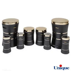 سرویس 8 پارچه کمرباریک خطی مشکی درب طلایی یونیک UN-4594