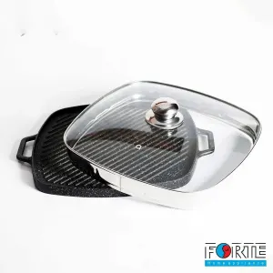 تابه چدنی مربع استیک پز گریل دار فورته سایز 30
