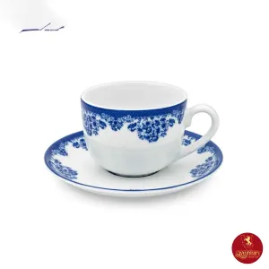 فنجان و نعلبکی چای خوری چینی زرین ایتالیا اف طرح فلورانس سرمه ای 2 پارچه