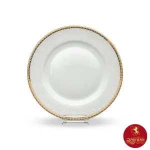 بشقاب-تخت-چینی-زرین-ایتالیا-اف-طرح-ریوا-طلایی-سایز 25