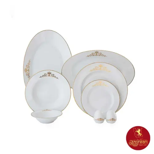 سرویس چینی زرین ایتالیا اف طرح کوئین طلایی 6 نفره 28 پارچه