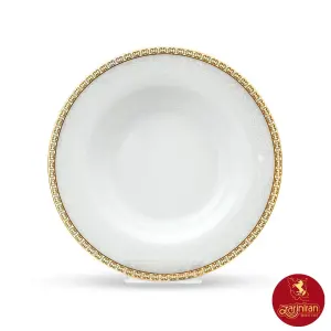 بشقاب گود چینی زرین ایتالیا اف طرح ریوا طلایی سایز 22