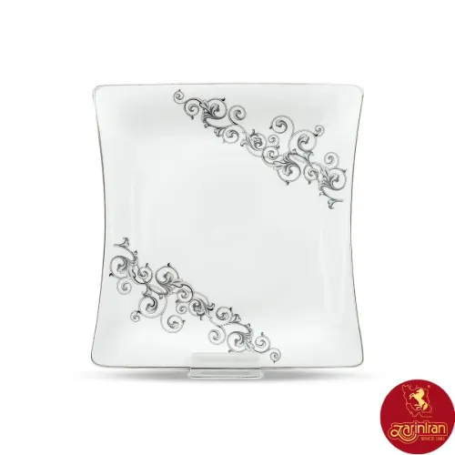 بشقاب تخت چینی زرین وینچی طرح باروک سایز 25