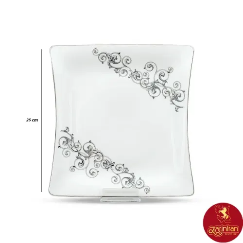 بشقاب تخت چینی زرین وینچی طرح باروک سایز 25