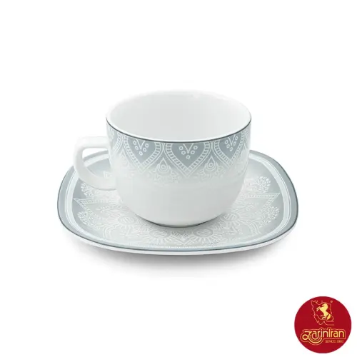 سرویس چای خوری چینی زرین کواترو طرح ادلین طوسی 12 پارچه