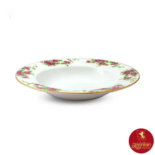 بشقاب گود چینی زرین ایتالیا اف طرح بیدگل سایز 22