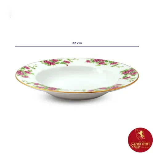 بشقاب گود چینی زرین ایتالیا اف طرح بیدگل سایز 22