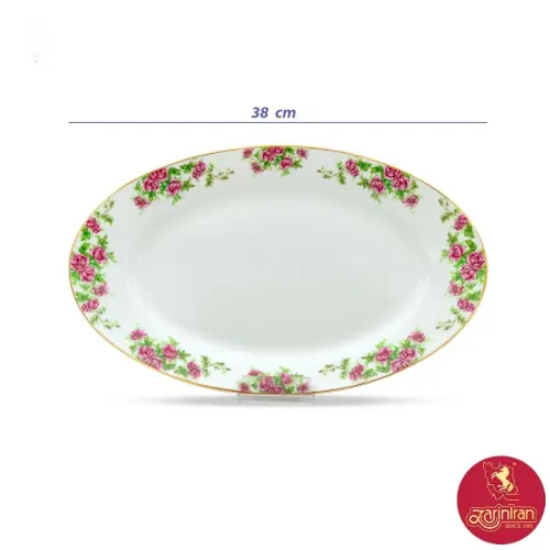 دیس بیضی چینی زرین ایتالیا اف طرح بیدگل سایز 38