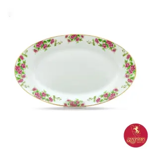 دیس بیضی چینی زرین ایتالیا اف طرح بیدگل سایز 42