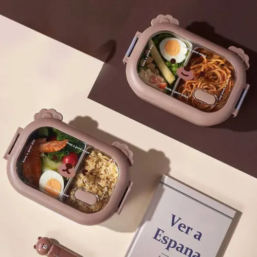 ظرف غذای خرسی ML-6261 استیل دو خانه 800 میلی لیتر