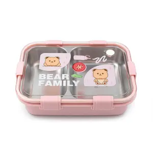 ظرف غذای Laxson دو خانه استیل طرح خرس 800 میلی لیتر