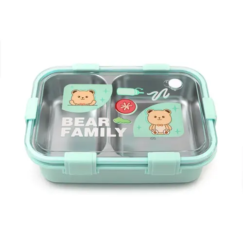 ظرف غذای Laxson دو خانه استیل طرح خرس 800 میلی لیتر
