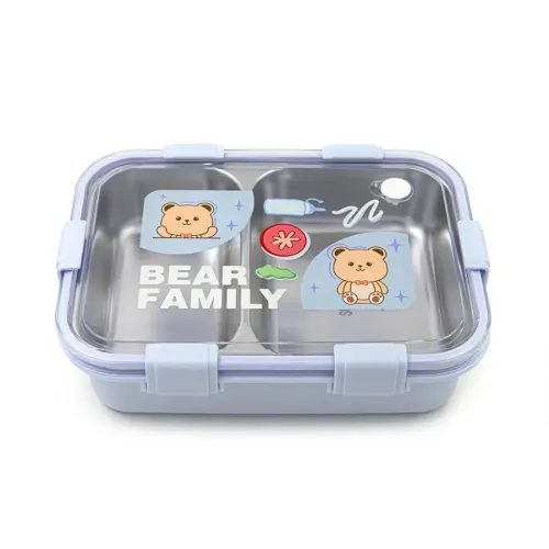 ظرف غذای Laxson دو خانه استیل طرح خرس 800 میلی لیتر