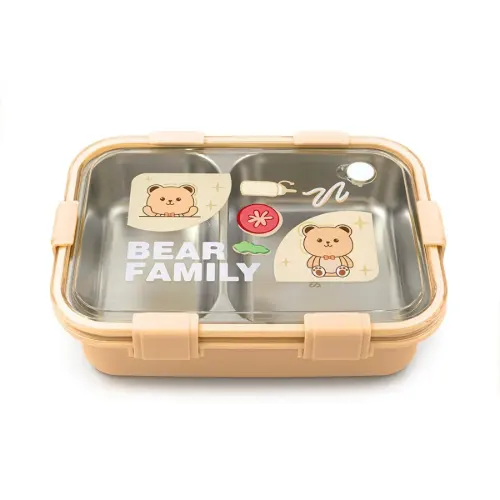 ظرف غذای Laxson دو خانه استیل طرح خرس 800 میلی لیتر