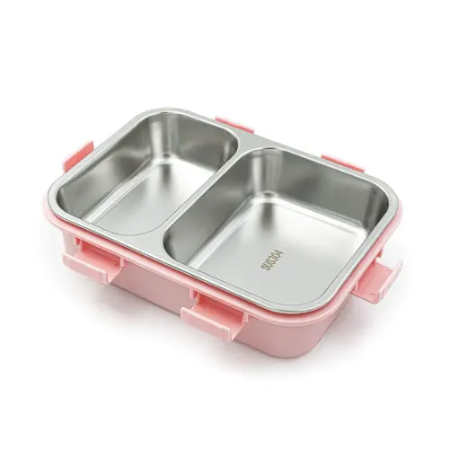 ظرف غذای Laxson دو خانه استیل طرح خرس 800 میلی لیتر