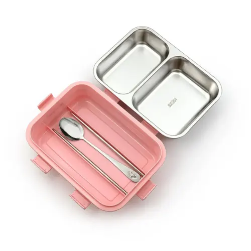 ظرف غذای Laxson دو خانه استیل طرح خرس 800 میلی لیتر