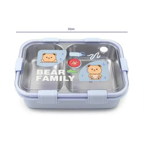 ظرف غذای Laxson دو خانه استیل طرح خرس 800 میلی لیتر
