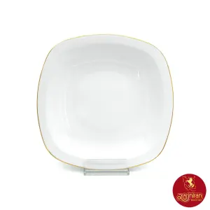 بشقاب گود چینی زرین کواترو زرین لب طلایی سایز 22