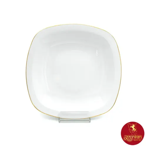 بشقاب گود چینی زرین کواترو زرین لب طلایی سایز 22