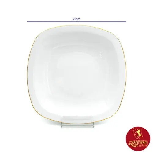 بشقاب گود چینی زرین کواترو زرین لب طلایی سایز 22
