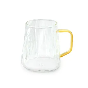 لیوان دسته رنگی پیرکس شیار دار 450 میلی لیتر