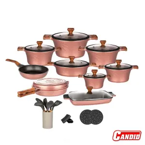 سرویس قابلمه تیتانیوم کاندید 28 پارچه مدل سزار رنگ رزگلد