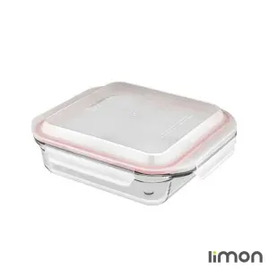 ظرف شیشه ای مربع درب دار 2.1 لیتر لیمون 2045