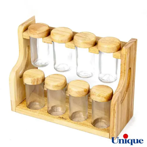 ست ادویه یونیک پایه دار چوبی 8 عددی UN-1502