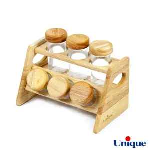 ست ادویه یونیک پایه دار چوبی 6 تایی UN-6121
