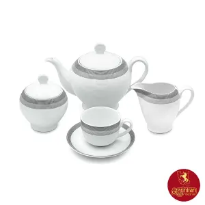 سرویس چای خوری چینی زرین ایتالیا اف 17 پارچه سیلور لاینر