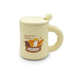 ماگ سرامیکی BAKE YOUR DAY درب دار همراه با قاشق