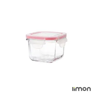 ظرف شیشه ای مربع دربدار 200 میلی لیتری لیمون 1976