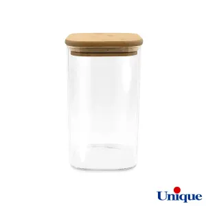 بانکه شیشه ای 17 سانتیمتر مربع درب چوبی یونیک UN-1762