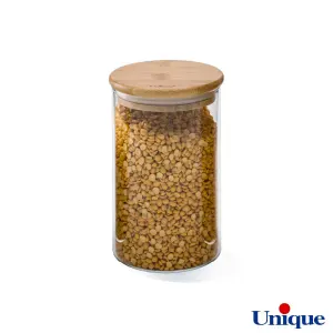 بانکه شیشه ای 15 سانتیمتر مربع درب چوبی یونیک UN-1748