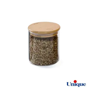 بانکه شیشه ای مربع 10 سانتیمتر درب چوبی یونیک UN-1750