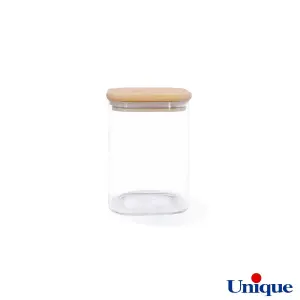 بانکه شیشه ای 13 سانتیمتر درب چوبی یونیک UN-1763