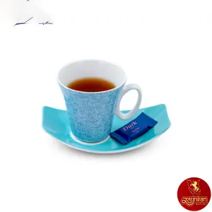 سرویس چای خوری چینی زرین وینچی دزاکسه طرح تکسچر آبی 12 پارچه