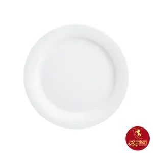 بشقاب تخت چینی زرین ایتالیا اف سفید سایز 25