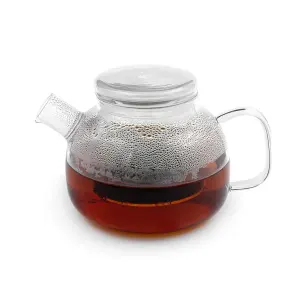 قوری شیشه ای دمنوش درب تخت مدل XM8301