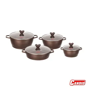 سرویس قابلمه گرانیتی 8 پارچه کاندید مدل ورونا دورو قهوه ای